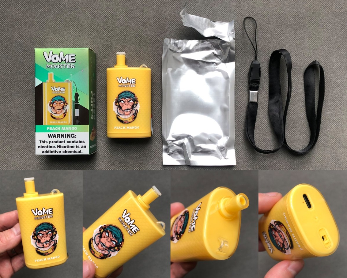 RandM Vome Monster 10000 Puffs Vape - Perzik Mango: Een Exotische Beleving met Maximale Duurzaamheid