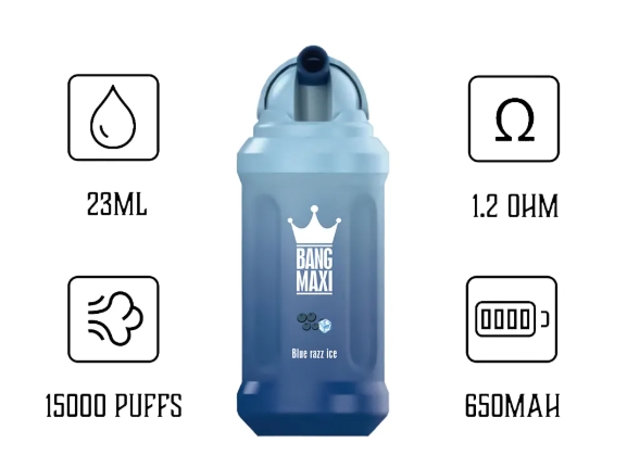 Bang King 15000 trekjes Vape – blauw razz ijs: De ultieme mix van kracht, koelte en karakter